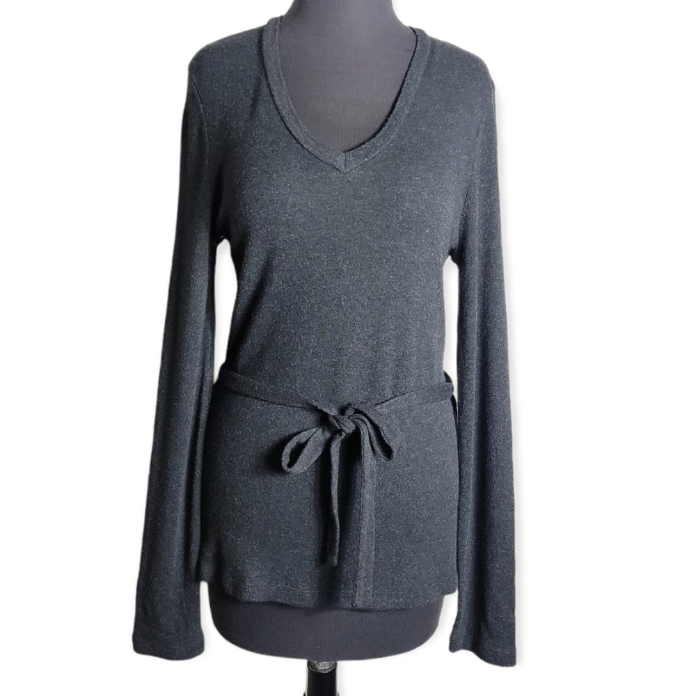 Jones New York signature wool blend vneck pull over gray sweater size XL